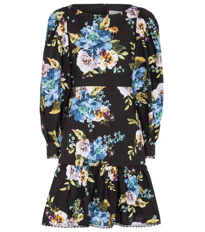 Erdem Rydal Lace-trimmed Floral-print Cotton-poplin Mini Dress