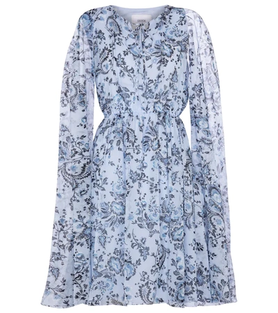 Erdem Austin Graphic Vine-print Silk-voile Dress In Cornflower Blue