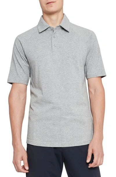 Theory Relaxed Fit Cotton Polo In Birch Ivory Poseidon
