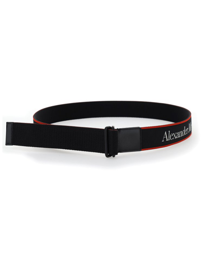 Alexander Mcqueen Selvedge Logo Camera Belt In Black