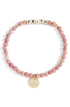 Little Words Project Faith Beaded Stretch Bracelet In Rhodonite Stone/ Gold