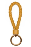 Bottega Veneta Intrecciato Leather Loop Key Ring In Buttercup/ Gold