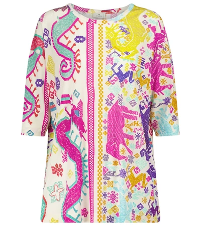 Etro Graphic-print Half-sleeve T-shirt In Multicolour