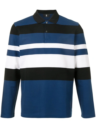 Kent & Curwen Block-stripe Long Sleeved Polo Shirt In Blue