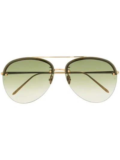 Linda Farrow 22kt Yellow Gold-plated Dee Aviator-frame Sunglasses