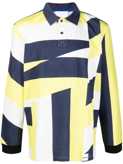 Koché Colour-block Polo Shirt In Yellow