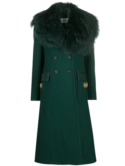 Lanvin Double-breasted Mid-length Coat In Green