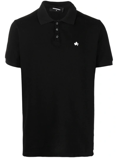 Dsquared2 Logo Embroidered Polo Shirt In Black