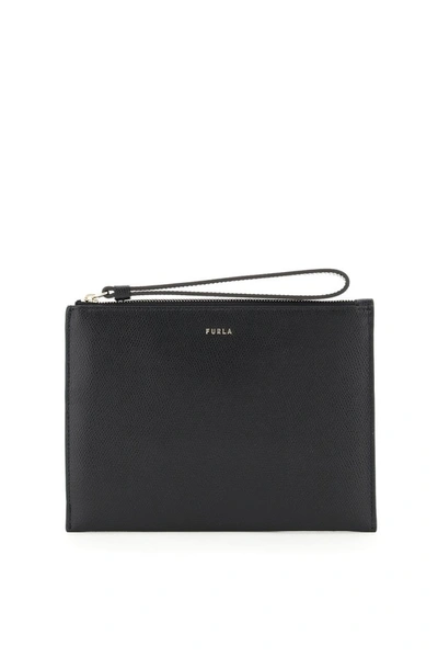 Furla Babylon Zipped Clutch Bag In Black