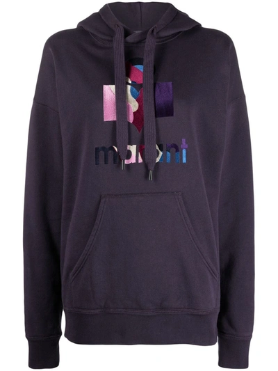 Isabel Marant Étoile Mansel Embroidered-logo Hoodie In Purple,pink,red