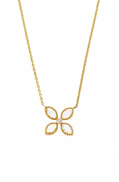 Sethi Couture Diamond Flower Pendant Necklace In Yellow Gold