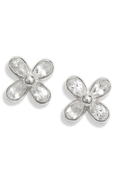 Anzie Butterfly Classique White Topaz Stud Earrings In Silver