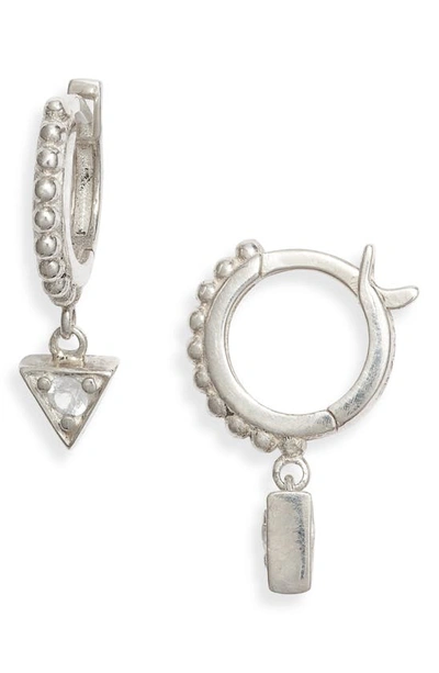 Anzie Cleo Bubble White Sapphire & Sterling Silver Huggie Hoop Earrings