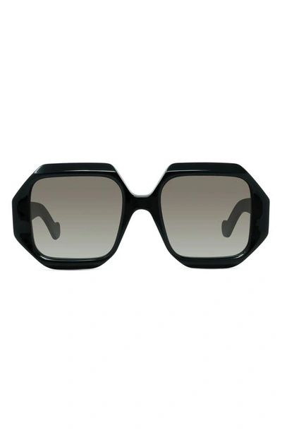 Loewe Story Hexagonal Acetate Sunglasses In Black/smoke Gradient
