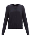 The Row Battersea Round-neck Cashmere Cardigan In Dark Navy