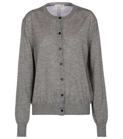 The Row Battersea Round-neck Cashmere Cardigan In Medium Grey