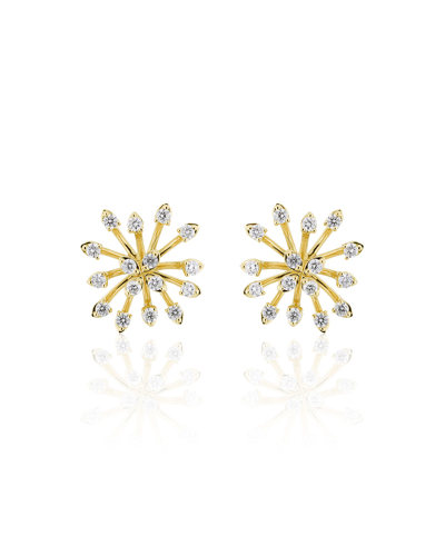 Hueb 18k Yellow Gold Luminus Diamond Starburst Stud Earrings