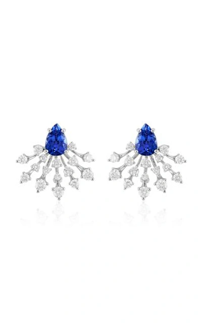 Hueb 18k White Gold Luminus Tanzanite & Diamond Statement Earrings In Blue