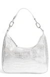 House Of Want Newbie Vegan Leather Shoulder Bag In Silver Croco