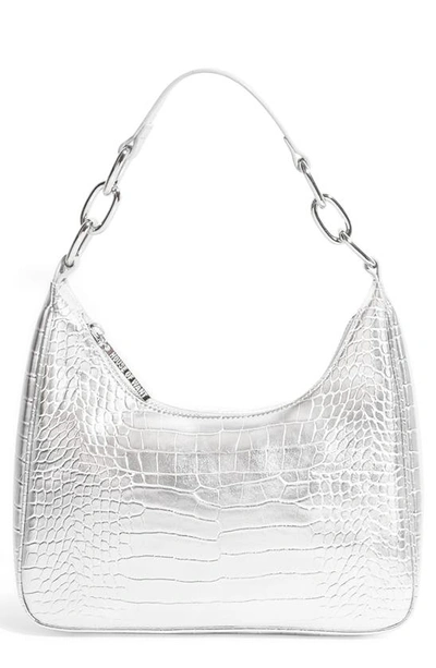 House Of Want Newbie Vegan Leather Shoulder Bag In Silver Croco