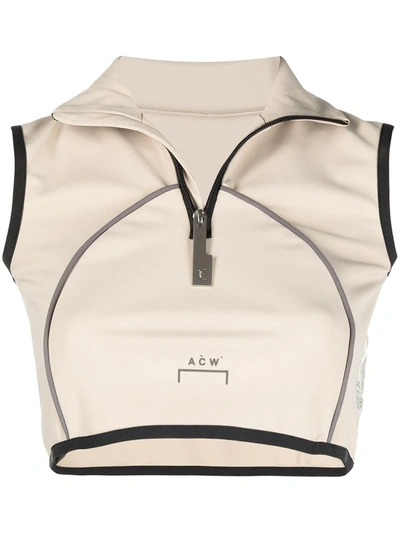 A-cold-wall* Zipped Vest Crop Top In Neutrals
