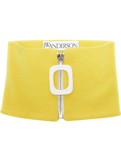 Jw Anderson Ribbed-knit Merino Wool Neckband In Yellow