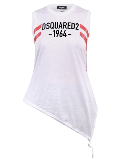 Dsquared2 Logo-print Asymmetric Tank Top In White