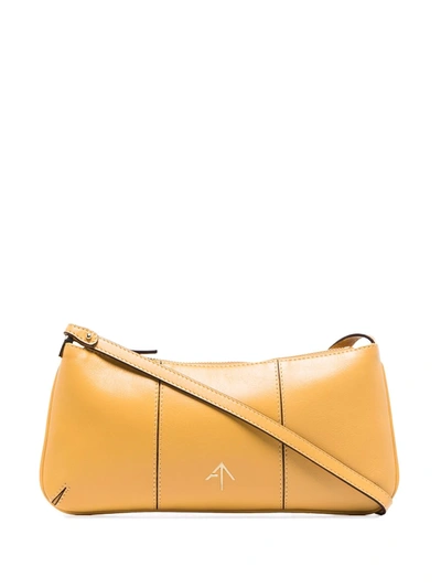 Manu Atelier Pita Baguette Leather Shoulder Bag In Yellow