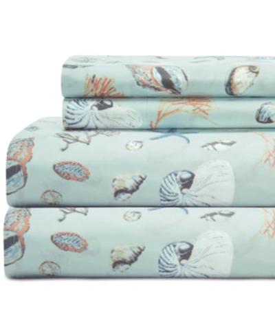 Elite Home Coastal 4-pc. Printed Queen Sheet Set Bedding In Oceanside Sea