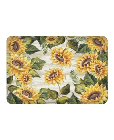 Laural Home Sunflowers On Shiplap Kitchen Mat In Marigold