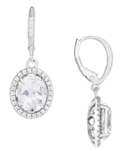 Macy's Simulated Cubic Zirconia Oval Drop Earrings In Silver Plate