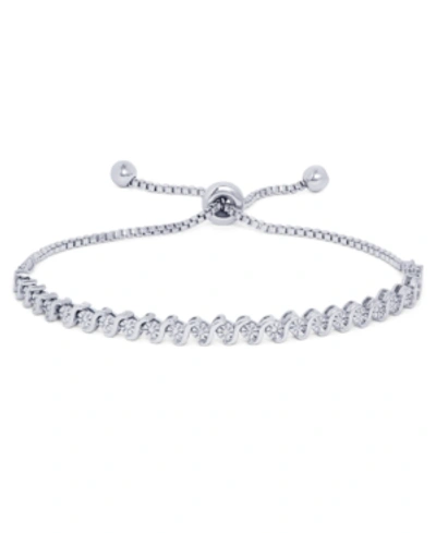 Macy's Diamond Accent S Link Adjustable Bolo Bracelet In Silver Plate