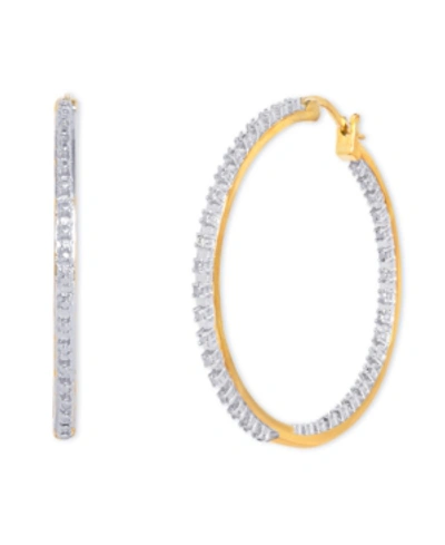 Macy's Diamond Accent Large Thin Hoop Earrings In Gold-plate