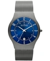 Skagen Men's Grenen In Silver-tone Stainless Steel Mesh Bracelet Watch, 37mm In Gray