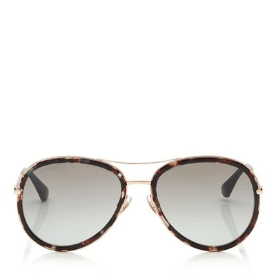 Jimmy Choo Tora Havana And Green Aviator Sunglasses In Eye Grey Shaded