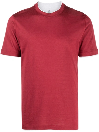 Brunello Cucinelli Layered-design T-shirt In Red