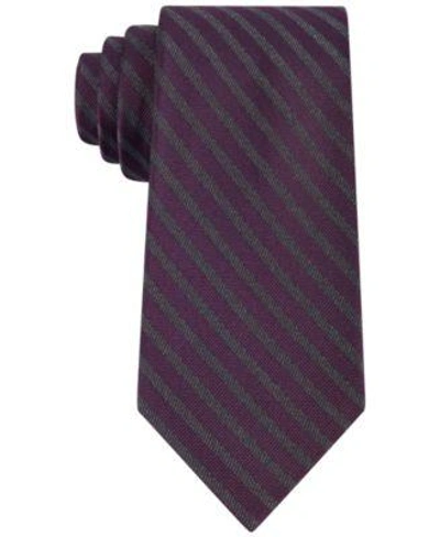 Calvin Klein Men&#039;s Graphite Glitter Stripe Slim Tie In Lilac