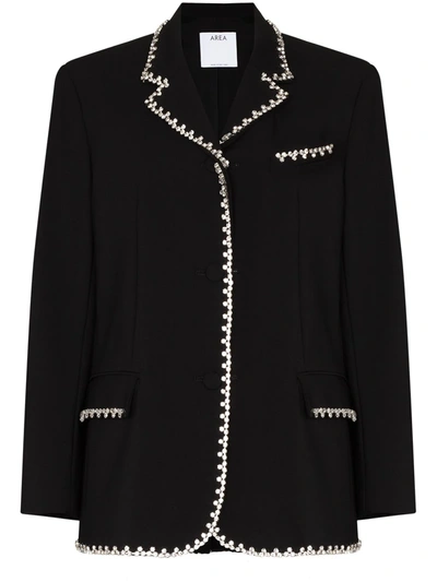 Area Crystal-embellished Single-breasted Blazer In Black