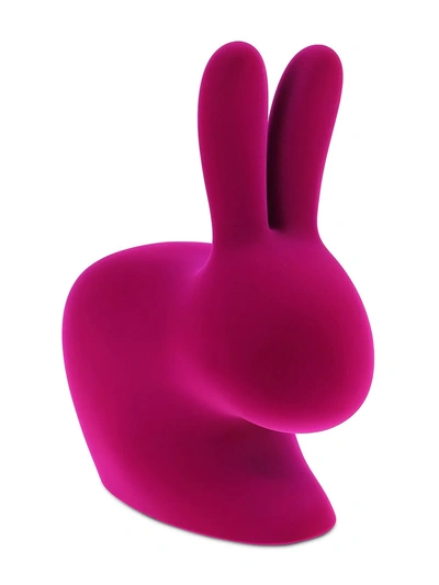 Qeeboo Velvet-effect Rabbit Chair In Pink