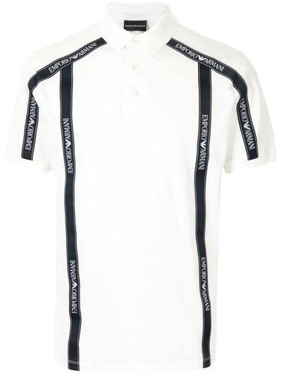 Emporio Armani Mercerised Jersey Polo Shirt With Logo Tape In White