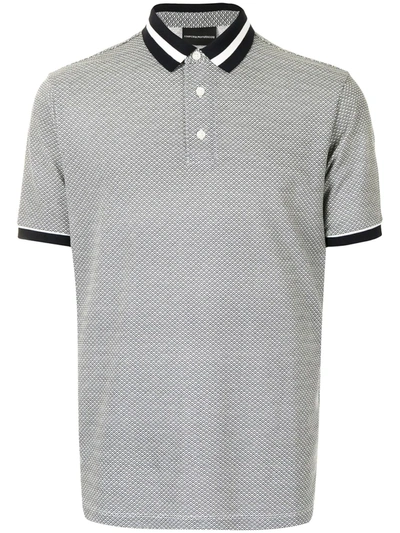 Emporio Armani Micro-print Logo Polo Shirt In Grey