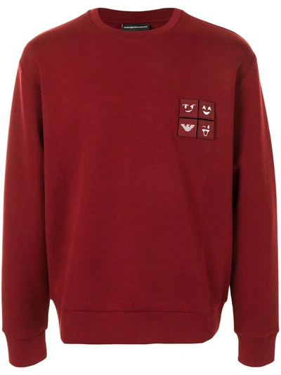 Emporio Armani Multi-patch Logo Sweatshirt In Red