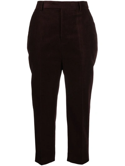 Rick Owens High-waisted Cropped Trousers In Red