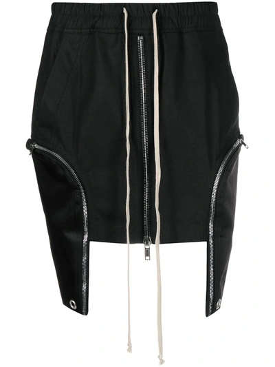 Rick Owens Drawstring Mini-skirt With Oversized Patch Pockets In Black
