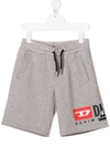 Diesel Kids' Logo-print Drawstring Track Shorts In Grey