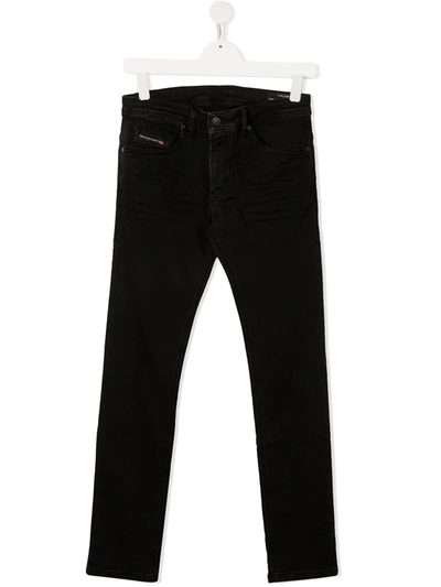 Diesel Teen Thommer-j Slim-fit Jeans In Black