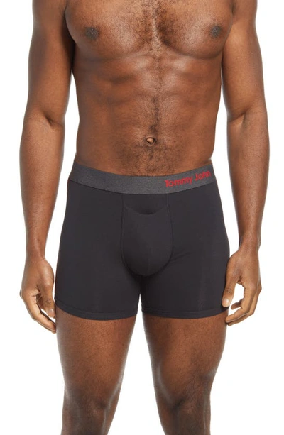 Tommy John Cool Cotton Performance Trunks In Black W Haute Red Taping