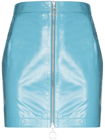 Remain Birger Christensen Lizzie' Front Zip Patent Leather Mini Skirt In Blue