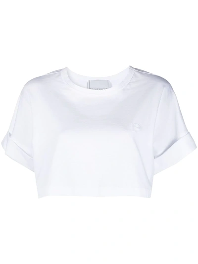 Philosophy Di Lorenzo Serafini Embroidered-logo Cropped T-shirt In White