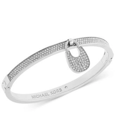 Michael Kors Pavé Crystal Lock Bangle Bracelet In Silver